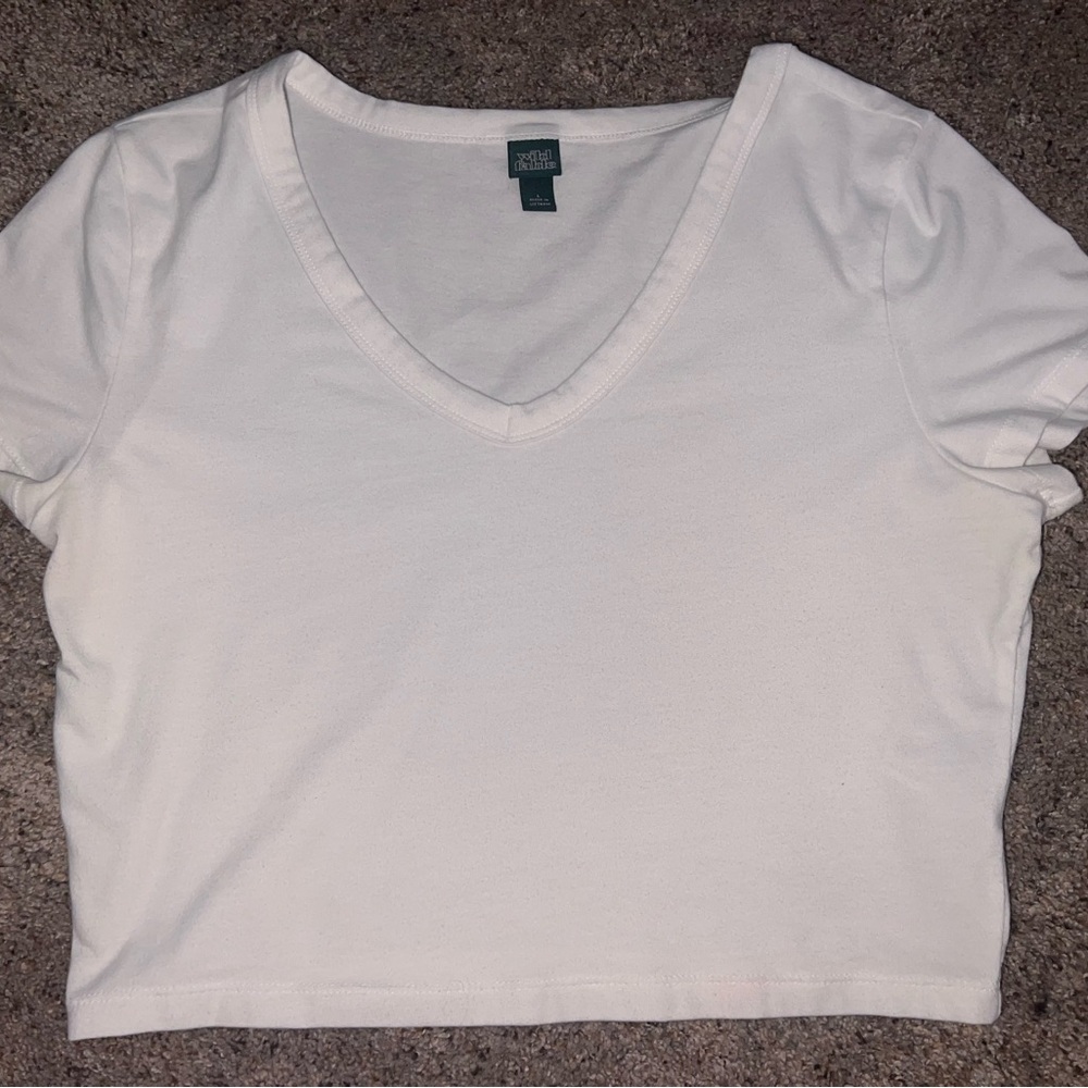 White V-Neck Women's Top